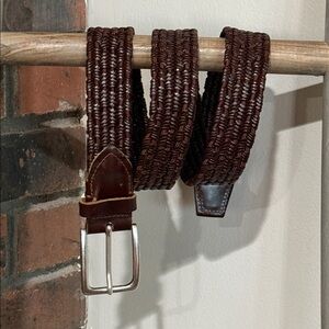 Johnnie-O Brown Woven Leather Belt – Braided Stretch